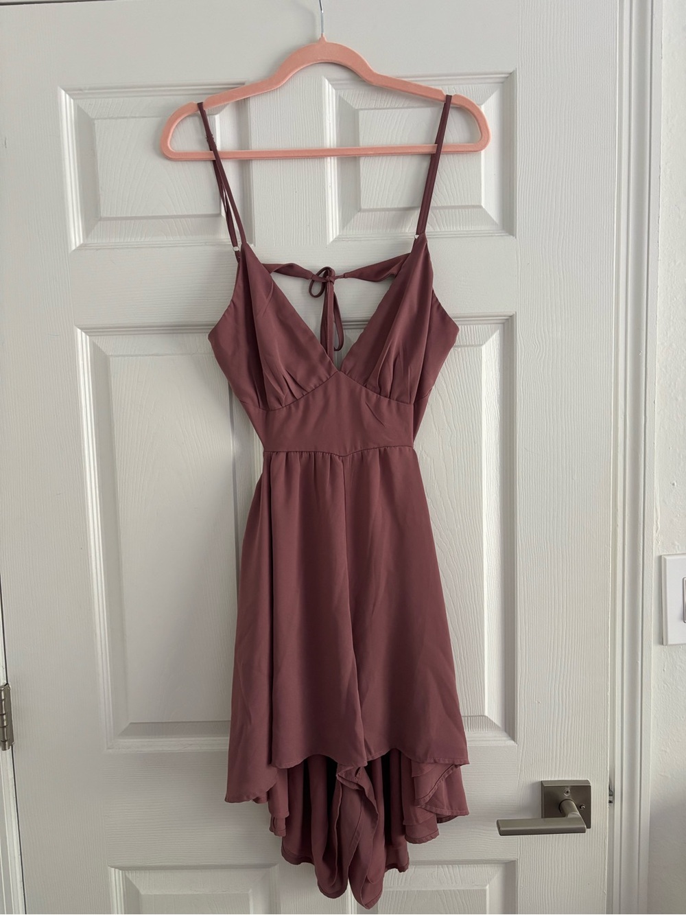 Princess Polly Dusty Mauve Spaghetti Strap High-Low Romper